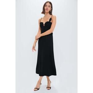 FARM RIO Black Flowered Bust Midi Dress Size S NWT Retail $320 Tuckernuck